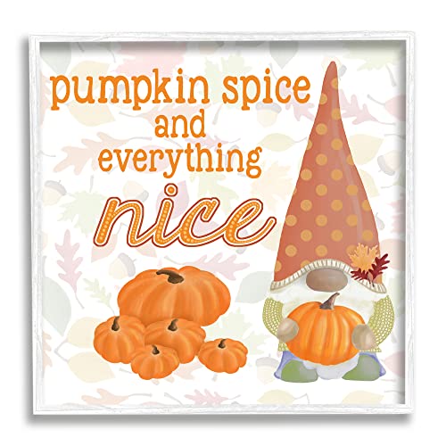 Stupell Industries Pumpkin Spice Garden Gnome Patterned Autumn Botanicals, Design by Andi Metz