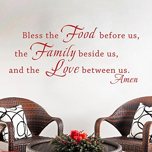 DigTour WallArt Bible Wall Decal Bless The Food Before Us Vinyl Religious Lettering Scripture Verse Wall Quotes Home Art Decoration Black