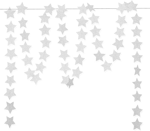 Guirnalda colgante de estrellas de papel plateado con purpurina Banner de estrella centelleante para telĂłn de fondo de baby shower, decoraciĂłn de Guirnalda colgante de estrellas de papel plateado con purpurina Banner de estrella centelleante para telĂłn de fondo de baby shower, decoraciĂłn de