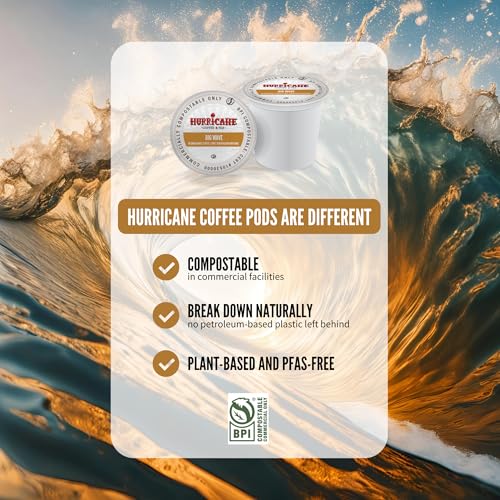 Image of Hurricane Coffee Big Wave, Compostable Coffee Pods - Medium Roast, K-Cup Compatible, 80 Count