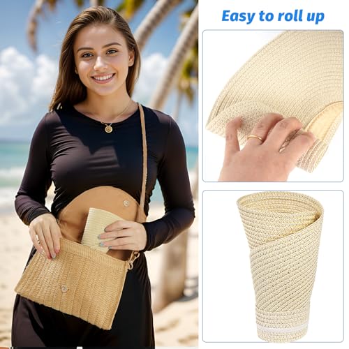 Visera de paja para mujer para sol y playa miniatura 4