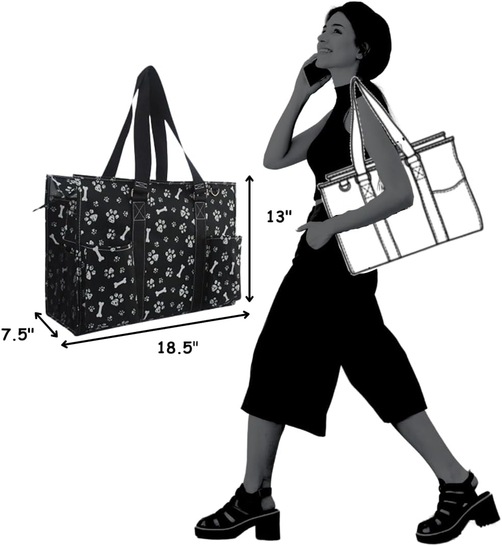 NGIL Zip-Top Tote Bag with Exterior Pockets for Working Women, Teachers, Nurses, and Moms, Design in USA