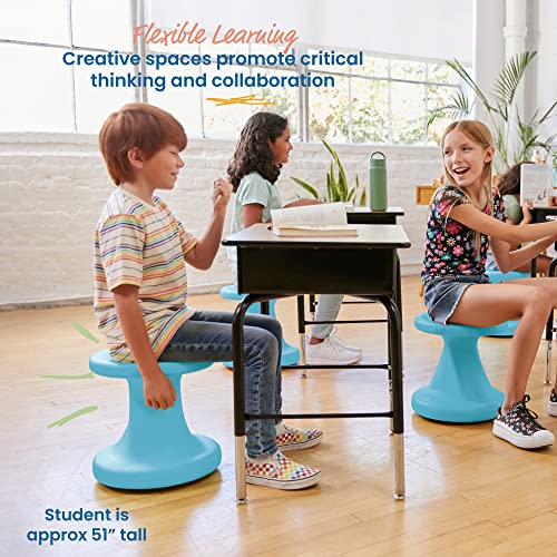 Image of ECR4Kids Twist Active Wobble Stool, 14in Seat Height, Classroom Furniture, Cyan