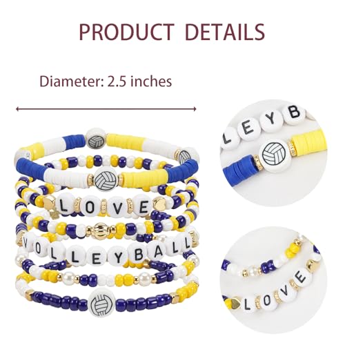 Image of Football Baseball Soccer Beaded Bracelets for Women Stackable Game Day Sports Theme Bracelet