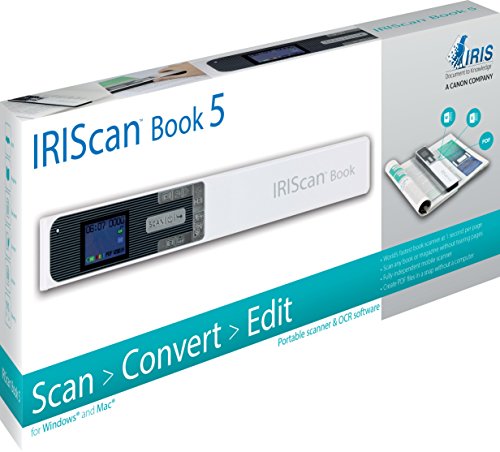 Iriscan Book 5-Portable Scanner, Photo Scanner, Documents Scanner 1200Dpi, Flat Scanning, Sd Card, Battery, Usb, No Driver, Pdf To Word, Readiris Ocr Win Mac White #TOP3