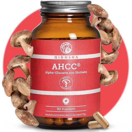 QIDOSHA AHCC Kapseln 90 Stk im Apothekerglas 676 mg Shiitake-Extrakt je Tagesportion davon 150mg Alpha-Glucane deutsche Fertigung jede Charge laborgeprüft