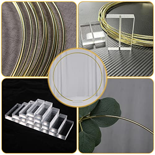 YALLOVE 10 PCS 14 Inch Floral Hoop Table Centerpiece, Gold Metal Wreath Ring Stand with Crystal Clear Acrylic Base for Balloon and Flower Decoration, Flower NOT Included by YALLOVE - Image 3