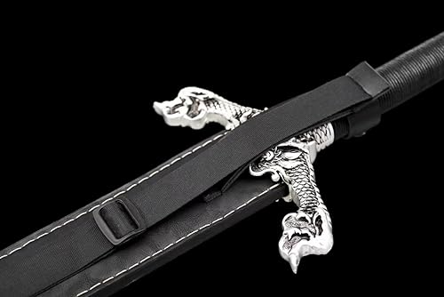 Miniatura 6 de Espada china, espadas de dragón volador real (cuchillas de doble ranura de acero forjado de resorte, vaina de PU)