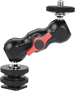 UTEBIT マジックアーム 10.3CM コールドシュー付き ダブルボールヘッド コールドシューアダプター 1/4インチネジ付き 延長アーム コールドシューアーム 耐荷重1kg アルミ合金製 180°調整可能