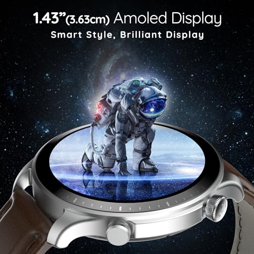 Image of Pebble Cosmos Luxe 3 | 1.43 inch Amoled Display | BT Calling Smart Watch for Men | Health Suite | Multiple Watch Faces