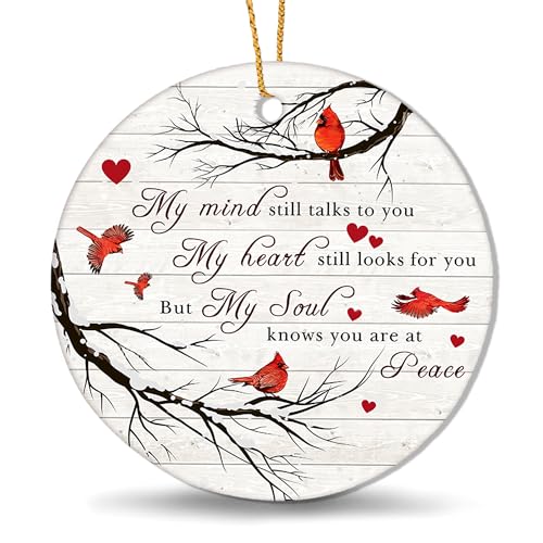 Mejores comprativas On-line Duela ceramica los más recomendados. 34 My Mind Still Talks to You Cardenal Circle - Adorno de cerámica para el duelo de Navidad, regalos para la pérdida de un ser querido, adornos conmemorativos para colgar en el...