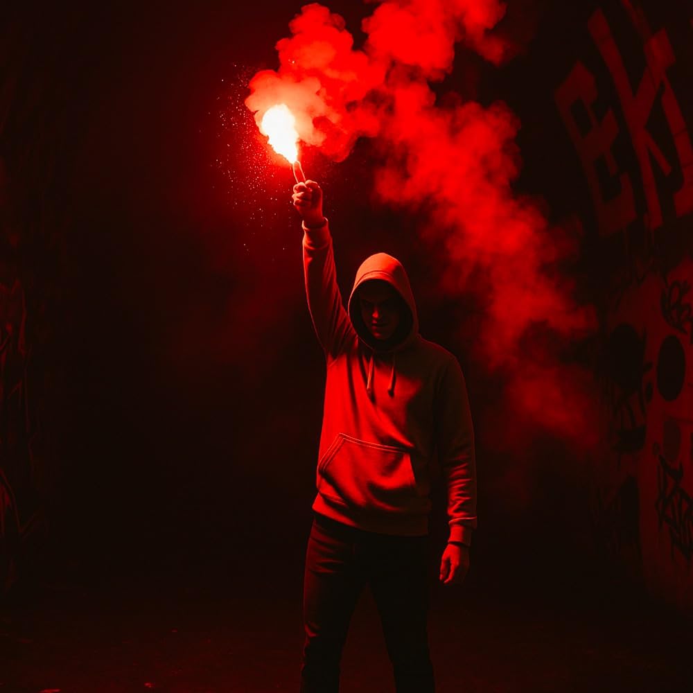 PLANETE FUMIGENE – Fiamma Del Bengala Rossa, Confezione Da 5 Torce A Stoppino, Durata 40 Secondi, Fumigene Da Mano Per Eventi, Sport E Feste