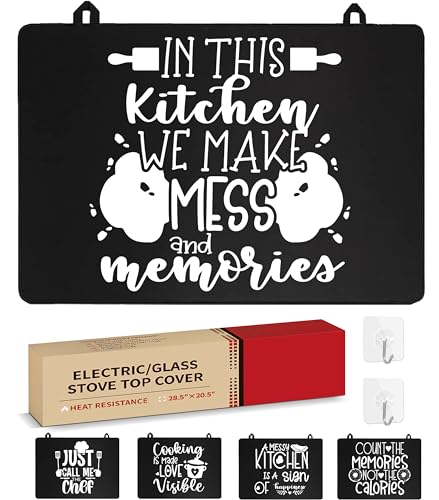 Electric Stove Cover Mat for Glass Cooktop, Decorative Induction Ceramic Electric Range Flat Top Protector - 29 x 21 inch, Black