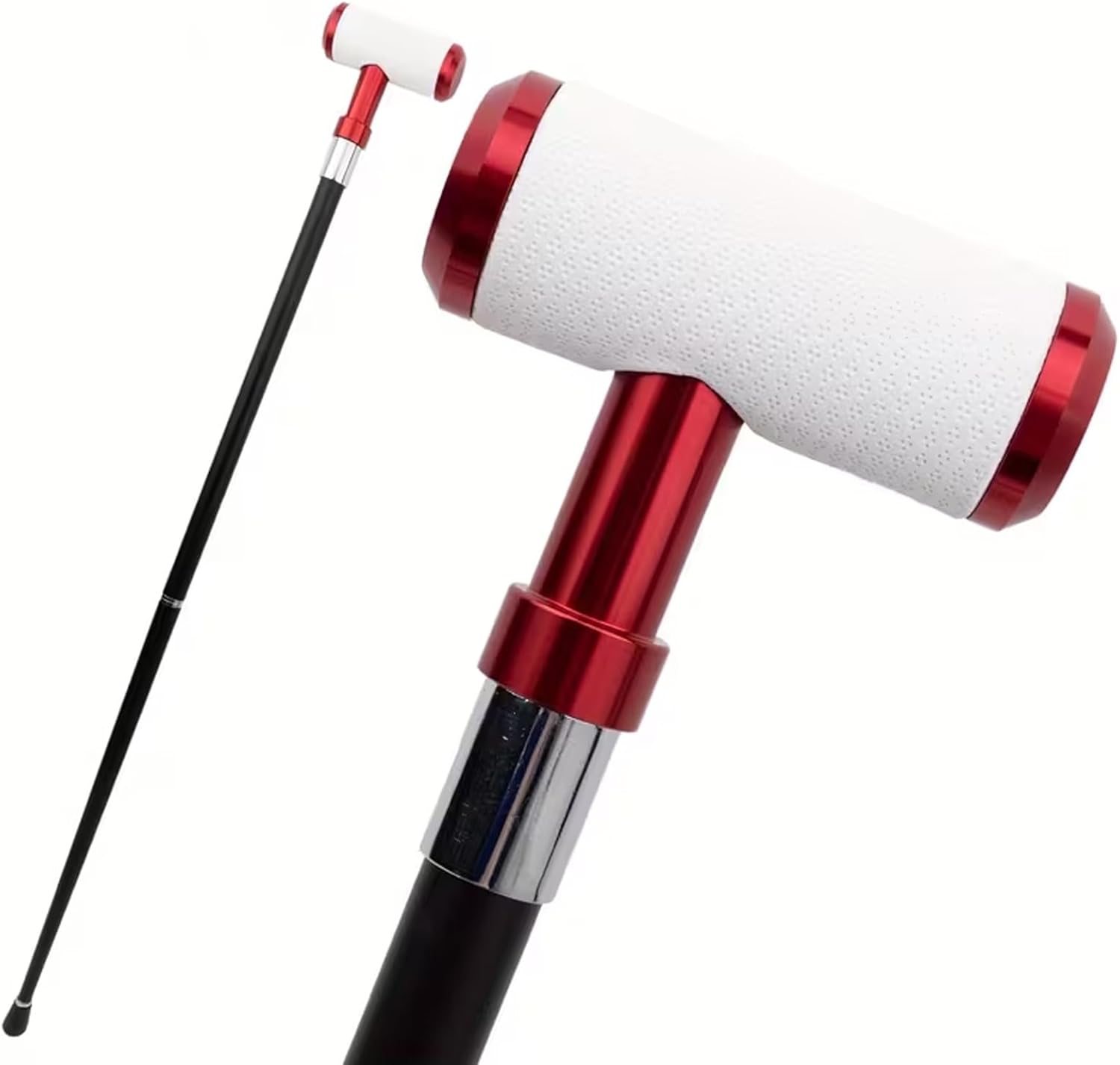 Red and White Leather Cylindrical Shape Walking Cane, Luxury Men Womens Walking Stick, Removable Anti Slip Scepter, Cospaly Vintage Party 93cm