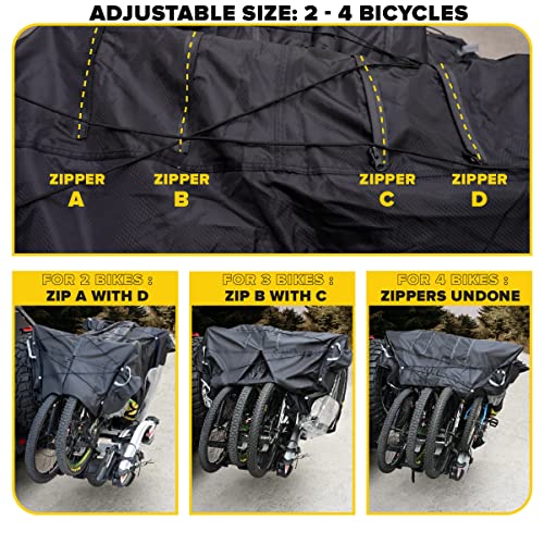 Ultraverse Bike Rack Cover for 2, 3 and 4 Bicycles for Transportation on Car, Suv, RV and Truck - Waterproof Material Offers Protection from Rain, Dust and Dirt - Outdoor Travel and Storage Accessory