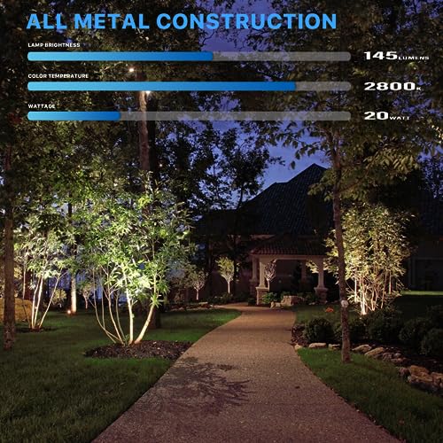 Goodsmann Landscape Lighting Low Voltage Spotlights Landscape Lights 20W Halogen 145 Lumen Flood Lights With Metal Stake Connector (8 Pack) 9920-9604-08 #TOP1