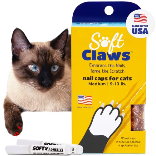 Soft Claws Nail Caps for Medium Cats, 40 Caps, Pink...
