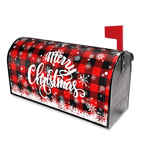 Image of Merry Christmas Mailbox Cover Magnetic Standard 21 inch x 18 inch, Winter Snowflake Decorative Christmas Large Mailbox Wraps Post Letter Box Covers Garden Decorations Outdoor
