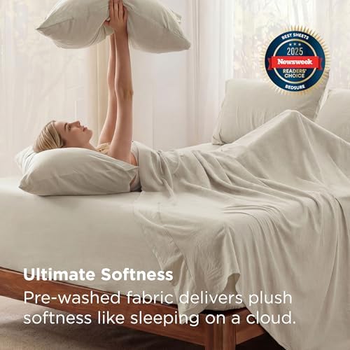 Bedsure Deep Pocket Queen Sheets - 6 Piece, Prewashed Ultra-Soft Queen Sheet Set, Fits Mattresses Up to 18 Inches Thick, Breathable & Secure Fit, Hotel Luxury Bedding, Linen - Thumbnail 2
