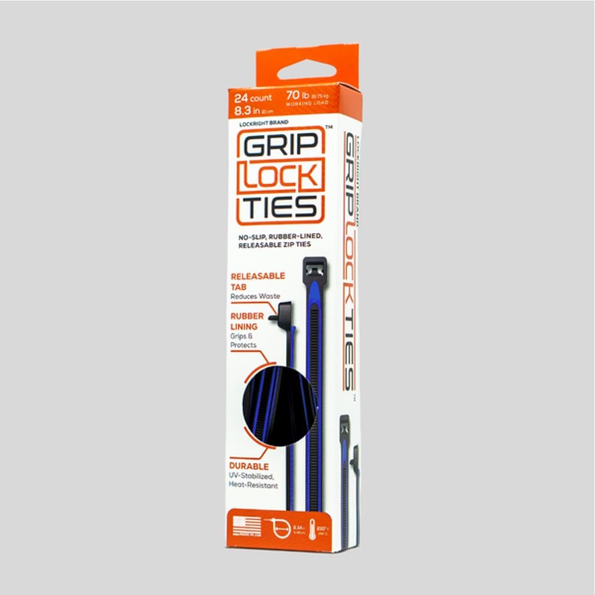 Amazon.com: Grip Lock Cable Ties, Zip Ties, 8 in Long, Blue Rubber ...