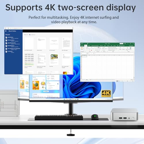 Mini-PC N3710 (4C/4T, 2,4 GHz) 8 GB RAM 128 GB SSD Win10 WLAN5/Bluetooth 4.2/RJ45 LAN 1000M/USB*4/USB-C*2/HDMI*2, 4K@30Hz Dual-Monitor-Ausgabe, ultraleicht, leise, 4-6W energieeffizienter Mini-PC