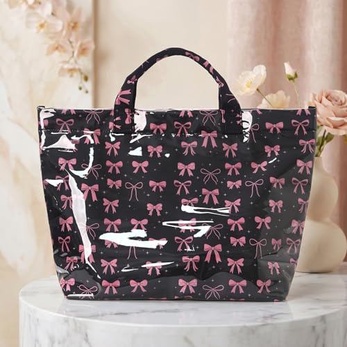 Image of Striped PVC Tote Bag for Women, Waterproof Plastic Hobo Handbag Summer Tote for Beach, Pool & Ideal Gift