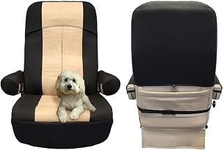 RV Designer C893 - Single GripFit+ Motorhome & RV Seat Covers, Black & Tan