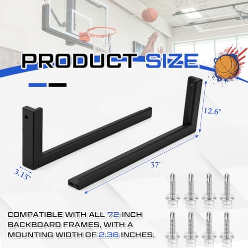 Pushglossy 72 Inch Basketball Backboard Padding, Universal Hoop Safety Pad, UV Resistant Outdoor Indoor, Shock Absorption for Basketball Systems Home Court Blocking Replacement Accessories