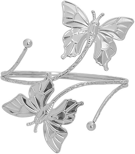 Gold Silver Butterfly Arm Cuff for Women – Adjustable Armlet