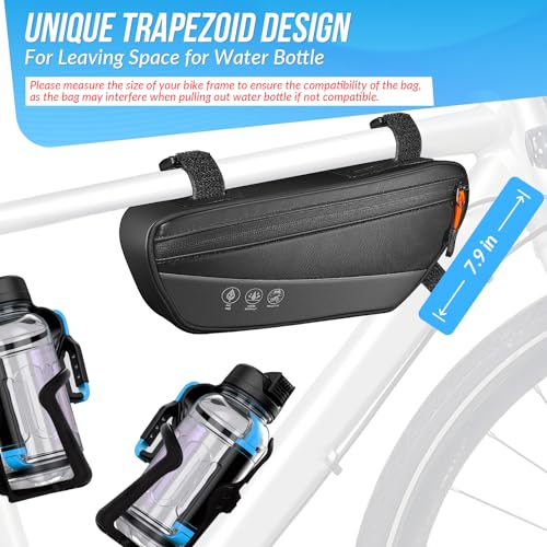 Image of WOTOW Bike Frame Bag - Waterproof Bike Triangle Bag with Side Pocket - Reflective Bicycle Under Tube Storage Pouch for Road Mountain Cycling Travel, 1.8L