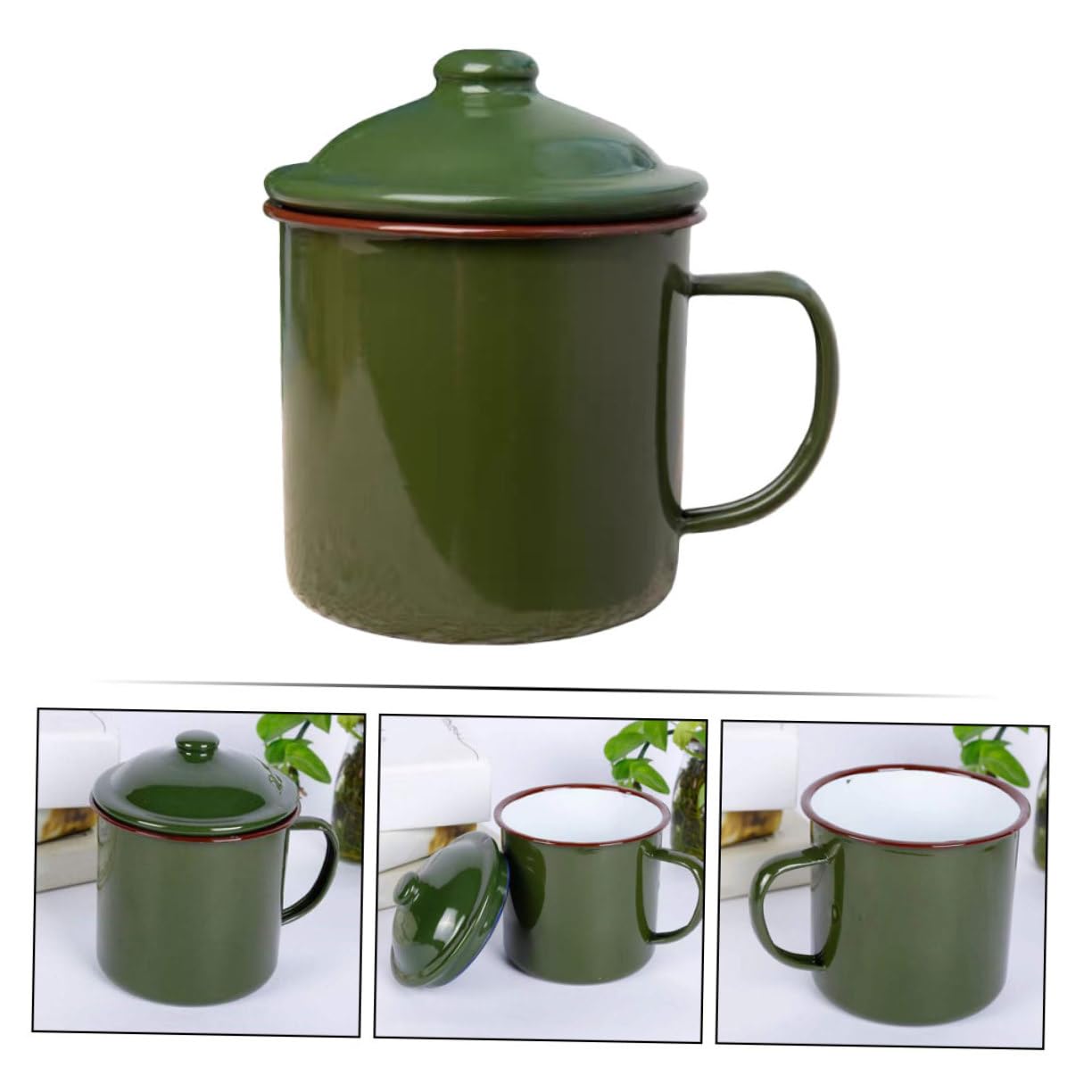 COLLBATH Grüne Vintage Emaille Kaffeetasse, Klassisch Nostalgisch