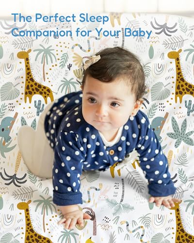 Image of Crib Sheets 2 Pack, Fitted Crib Sheet for Standard Crib Mattress 28x52x9, Ultra Soft Jersey Knit, Breathable Stretchy Deep Pocket, Snug Fit Stays Put, Baby Crib Mattress Sheet