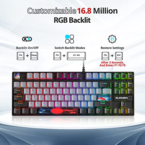 Image of 75 Percent Mechanical Gaming Keyboard, 87 Keys RGB Backlit Wired Keyboard TKL Compact Keyboard with Linear Red Switches for Laptop PC PS4 PS5 Xbox Gamer(87 Dolch)