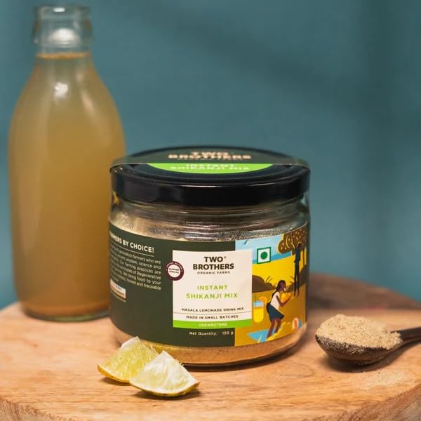 Image of Two Brothers Organic Farms Instant Shikanji Mix - 150g | Essence of Tangy Lemons and Aromatic Farm-Grown Spices in a Ready-To-Mix Powder | Free from Artificial Ingredients