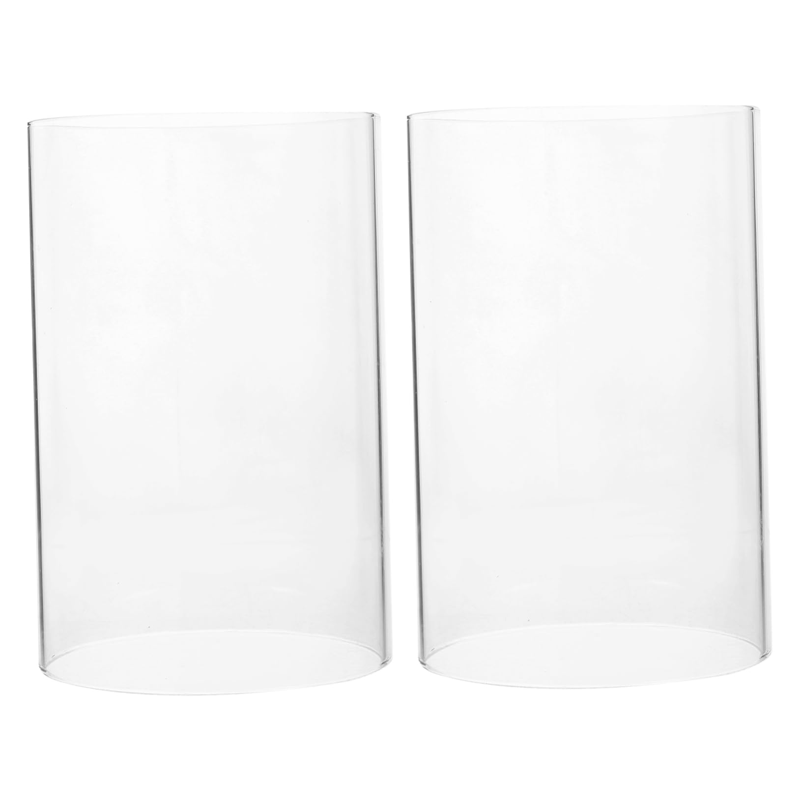 Cabilock 2pcs Glass Pillar Candle Holder Vase Lamp Shades Candles Transparent Glass Lampshade Clear Candle Cover Hurricanes Candle Tube Clear Glass Candle Covers Windproof Candle Protectors