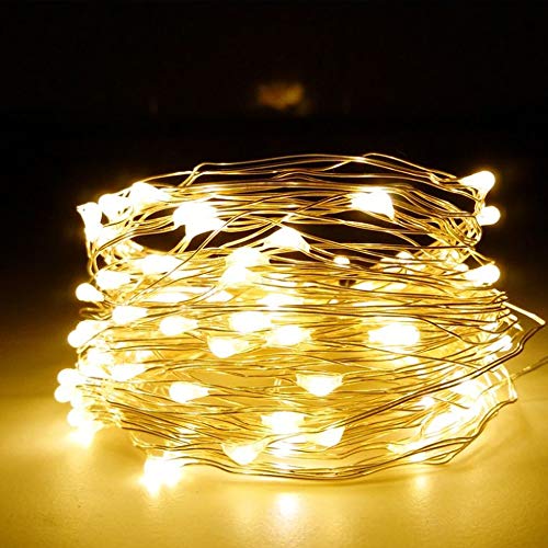 Preisvergleich Produktbild BAGZY LED Lichterkette Batteriebetriebene Dekoration Lichterketten Wasserdichte 2m 20er Lichter Kupferdraht für Innen Außen Hochzeit Weihnachten Party Garten Warmweiß