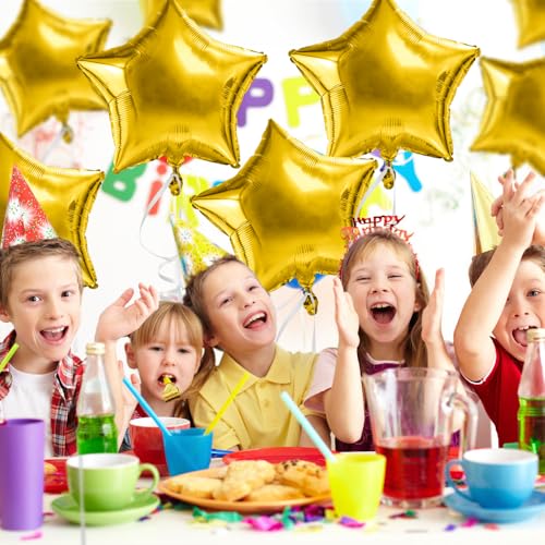 Image of Star Balloons, 18 Inch Foil Balloons, 10 PCS Star Balloons Foil, Gold Star Foil Balloons Set Mylar Balloons Gold Balloons Star for Graduation Birthday Party Wedding Baby Shower New Year Decorations