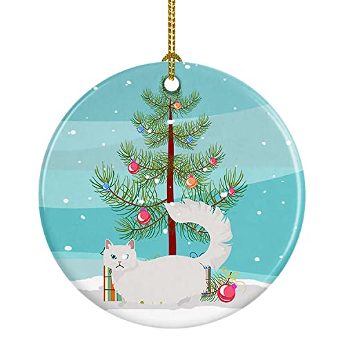 Caroline's Treasures Napoleon #1 Cat Merry Christmas Ceramic Ornament Christmas Tree Hanging Decorations for Home Christmas Holiday, Party, Gift, 3 in, Multicolor