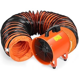 Rengue 12 Inches Utility Blower/Exhaust with 32.8 FT Hose Fan, 3300 r/min High Velocity Low Noise Extraction and Ventilation Fan with Duct Hose
