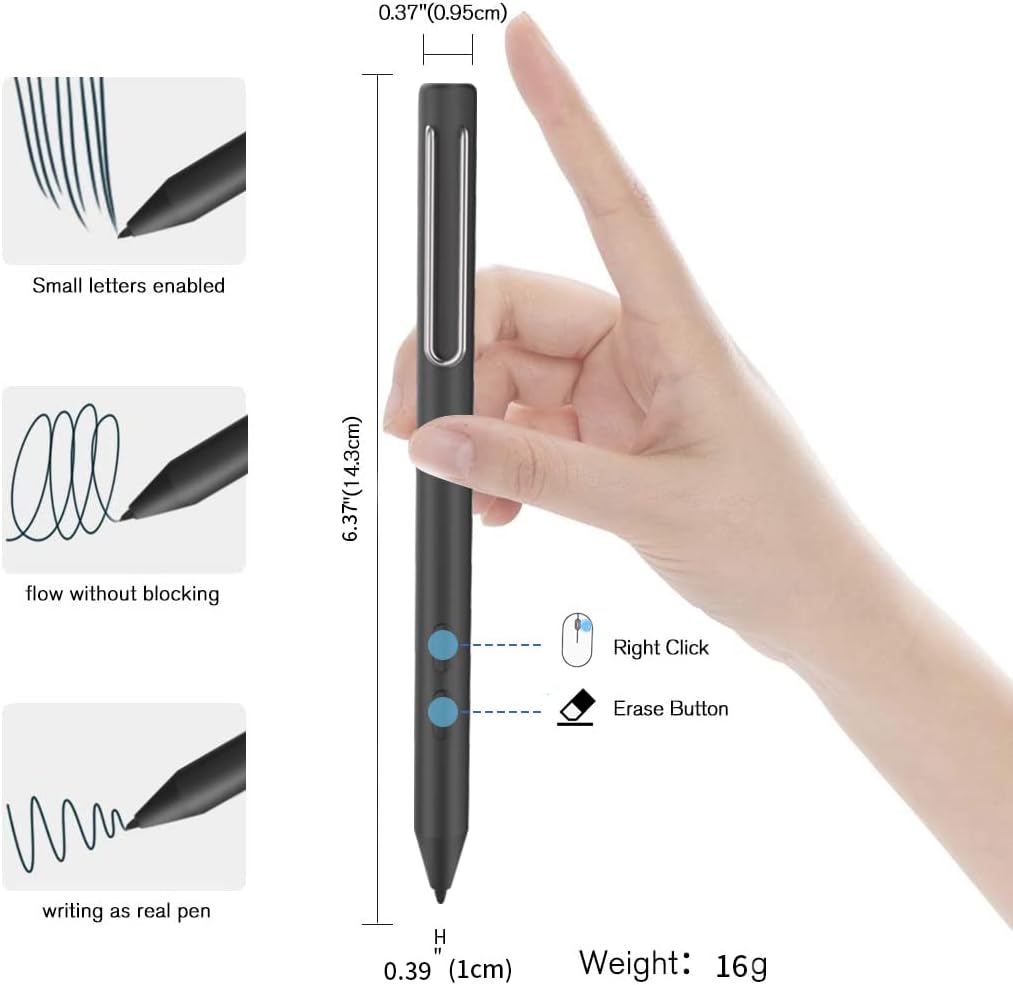 Stylus Pen for Microsoft Surface, Compatible with Surface Pro X/8/7/6/5/4/3, Surface Book 3/2/1, Surface Go3/2/1, Surface Laptop with1024 high Pressure Sensitivity (Black) image 5 of 6 B09MVRY8F3