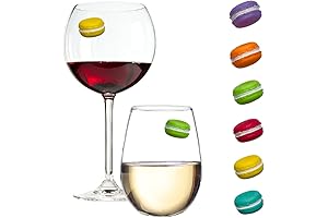 French Maracon Wine Glass Charms, Set of 6 Magnetic Wine Markers for...