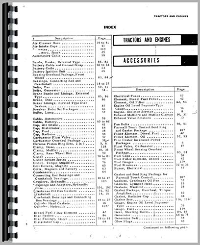 Farmall 460 Tractor Accessories Supplement Parts Manual (Accessories)