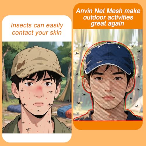 Anvin Mosquito Head Net Bug Hood para Pesca, Camping, Jardinería Sombrero Compatible Insect Shield Cubierta Transpirable de Malla para Cara contra Insectos y Mosquitos (3 Piezas, Diseño Mejorado de Una Sola Pieza, Blanco) miniatura 6
