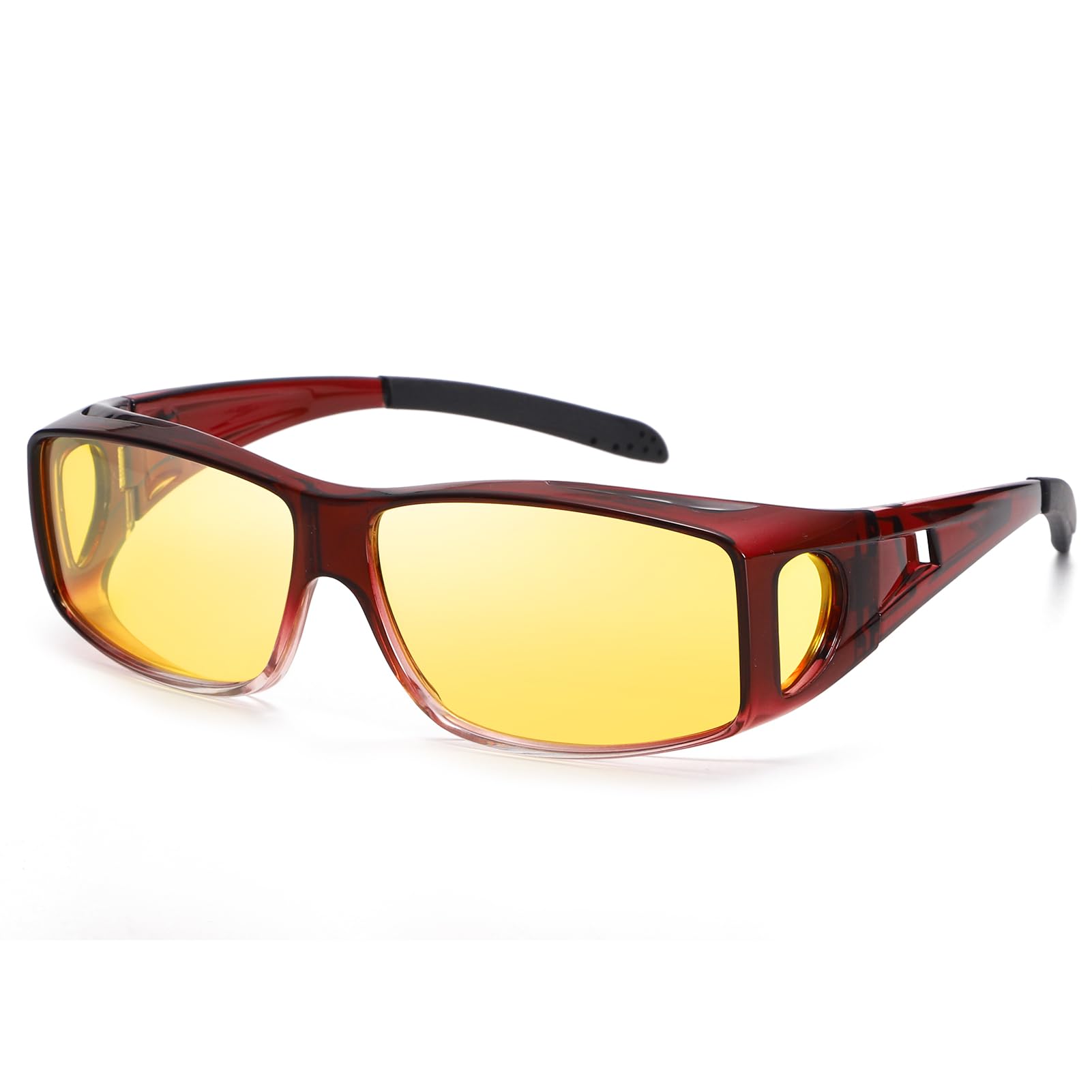 Dollger Night Vision Glasses for Women Men,Fit Over Prescription Glasses with Anti Glare Yellow Lens