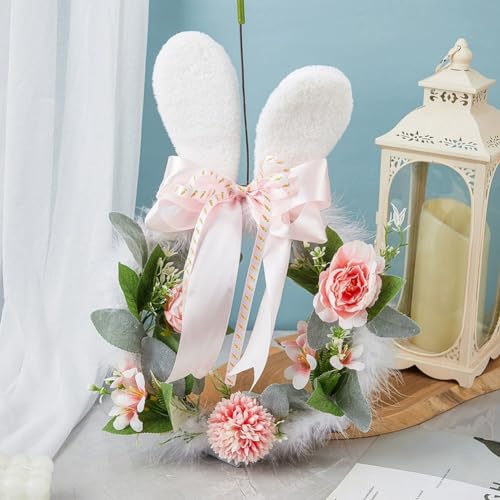 Guirnalda artificial de Pascua con forma de conejo animado para pared 6