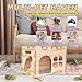 LEXASTLE Larger Bunny Castle Sturdy Walnut Color Wooden Rabbit Hideout for Bunnies Guniea Pigs Ferrets Chinchillas Hamsters
