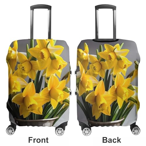 Bouquet of Daffodils Luggage Cover, Elastic Luggage Protector Fits 19-32in Suitcases, Washable & Anti-Scratch Suitcase Cover for Men Women M3