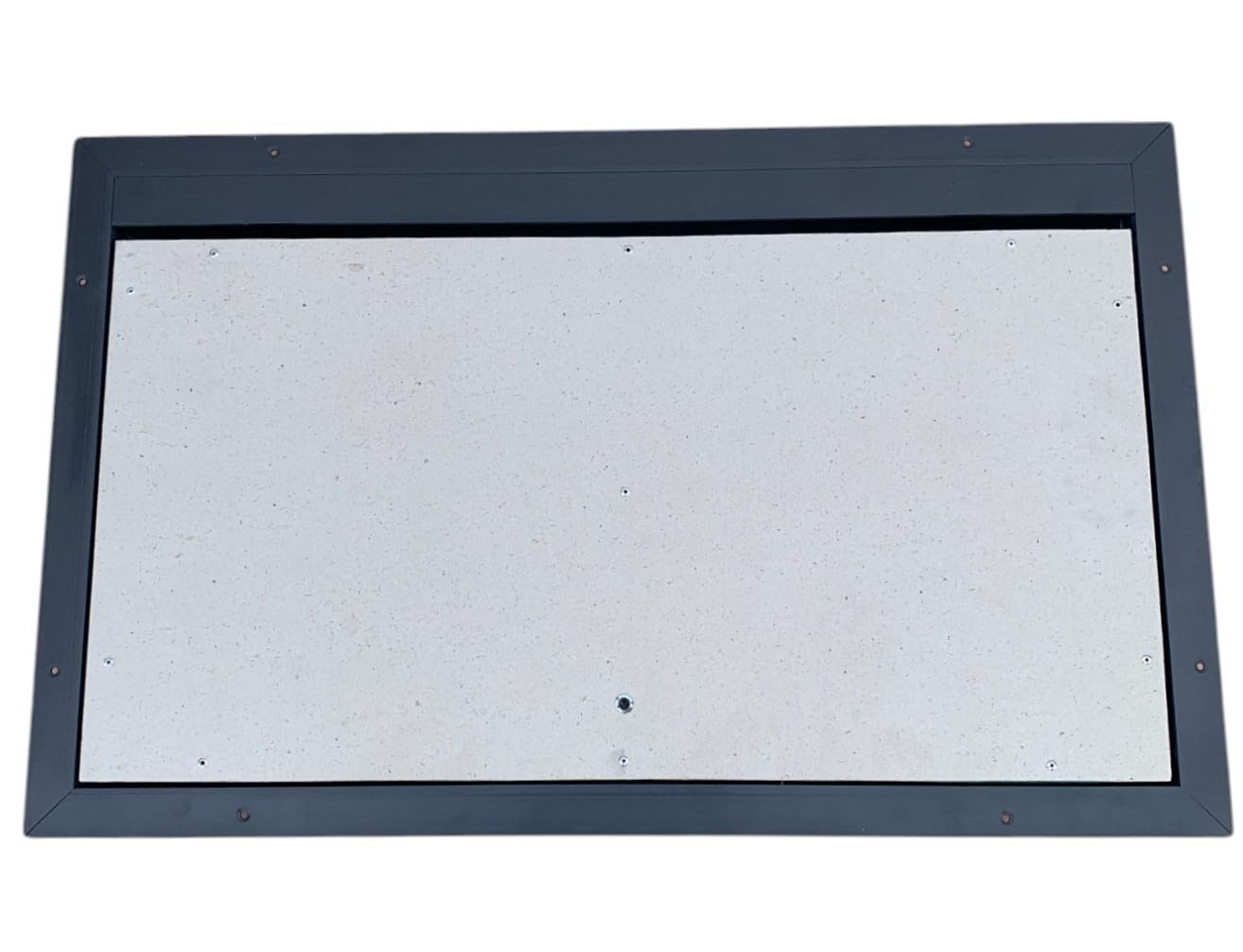 Bodenluke Thermo Max 4, 60 x 100 cm, mit Gasfeder, Verriegelung mit Griff & Vierseitiger Dichtung, Schachtabdeckung für Keller & Revisionsschacht, Rahmen aus Stahlprofil, 600 x 1000 mm