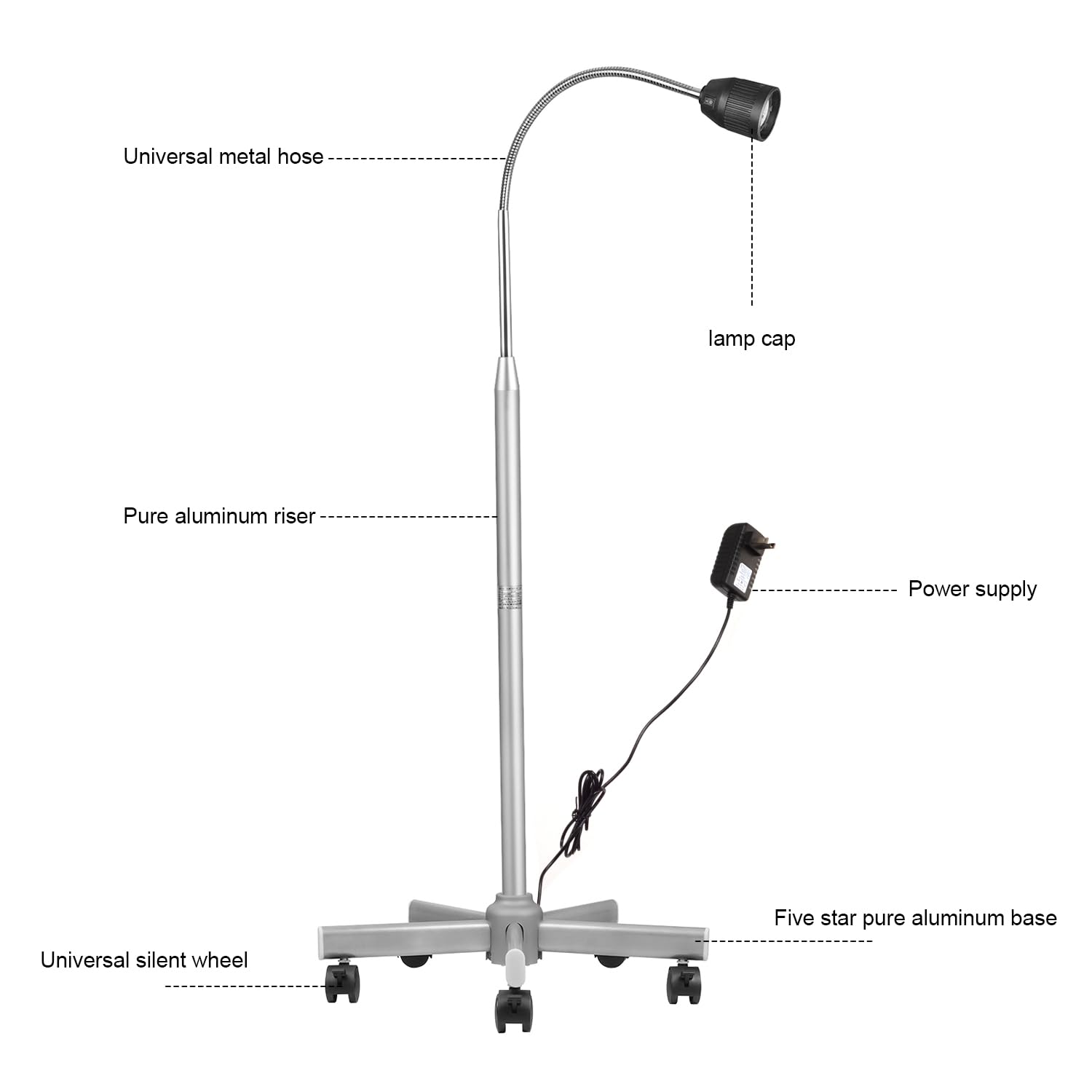 35W Floor Standing LED Shadowless Medical Exam Lamp Halogen Light