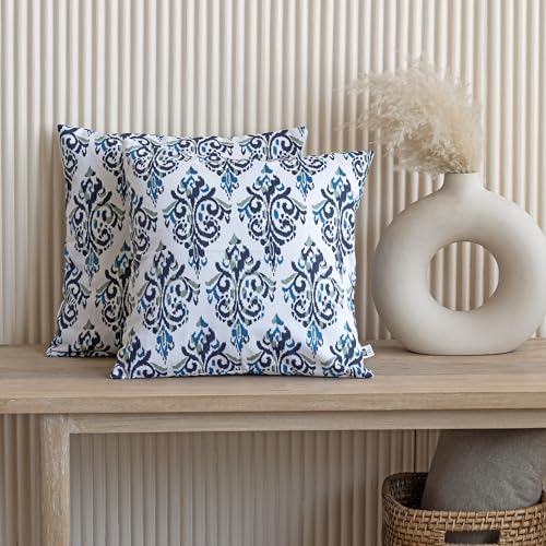 HOMEMONDE Throw Cushion Covers Premium Cotton Square Pillow Cover Printed Pillowcases Set Of 2 (Dark Blue, 16 X 16 Inches), 120 TC (B09PHBN4VR) Amazon Price History, Amazon Price Tracker